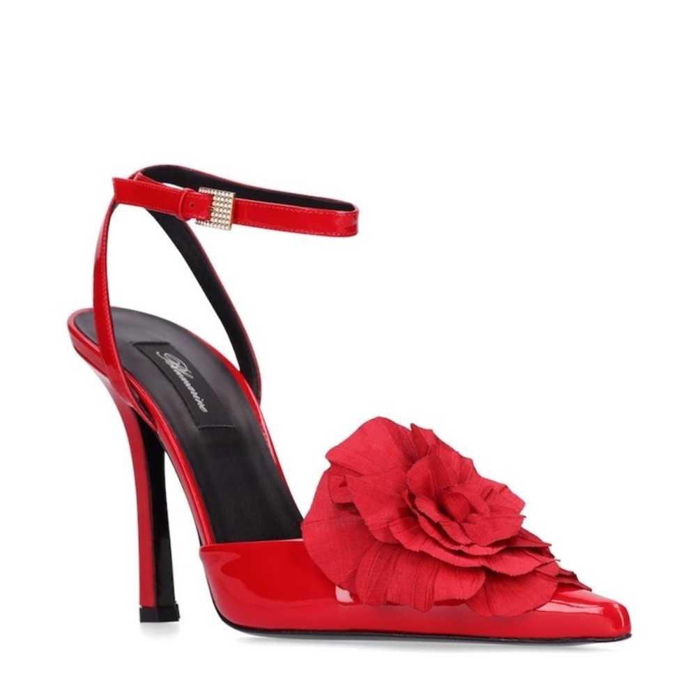 Blumarine Rosa Pumps Patent Leather Flower 3D Rosette in Lipstick Red size 39
